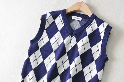 Knitting Diamond Lattice Vest Sweater