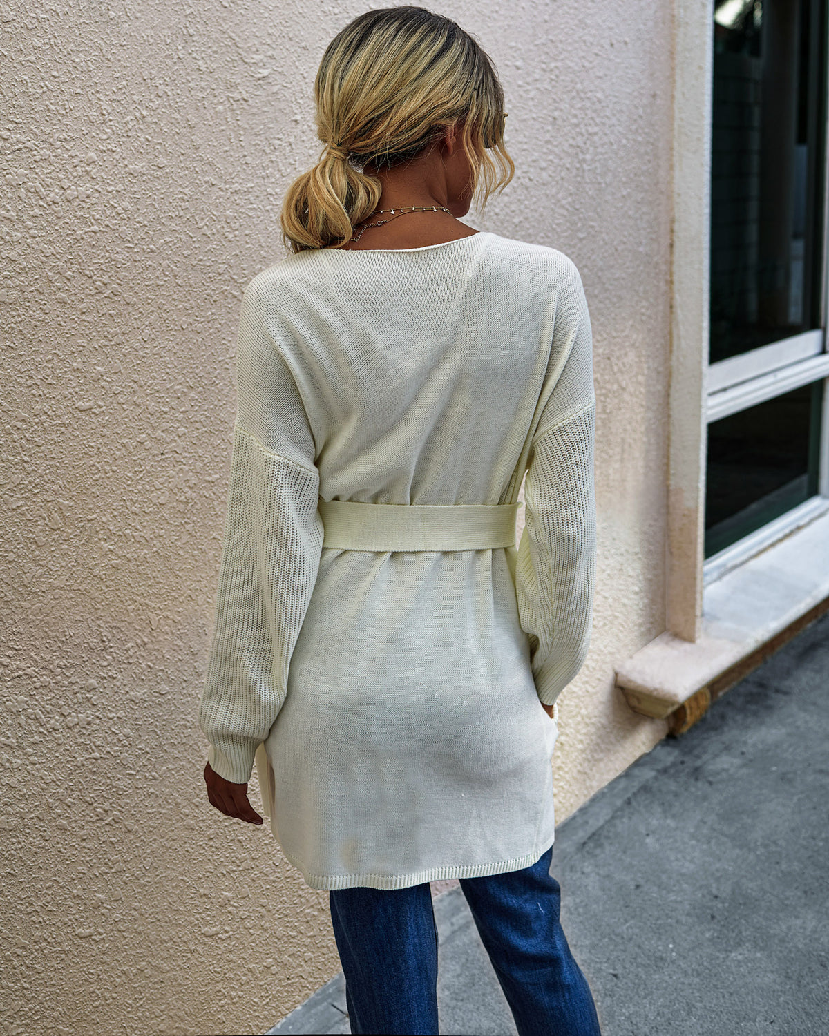 V-neck Bow Tie Knit Cardigans