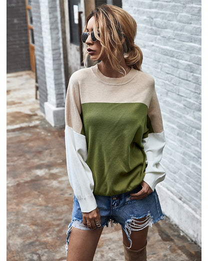 Batwing Sleeve Multicolor Knitting Sweater