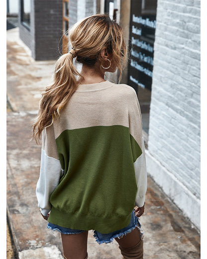 Batwing Sleeve Multicolor Knitting Sweater