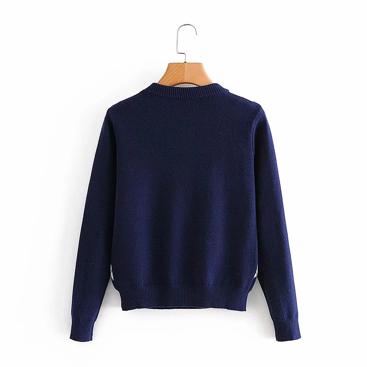 Diamond Lattice Contrast Knitting Sweater