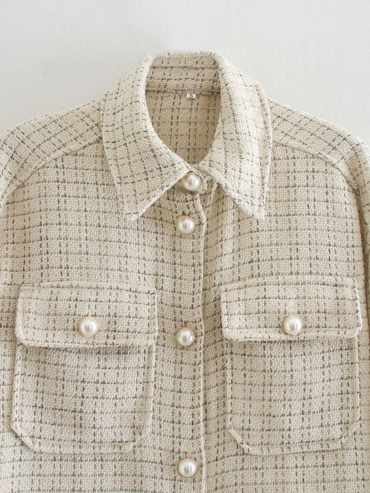 Plaid Style Shirt Jacket Lapel Single-breasted Cardigans Coat