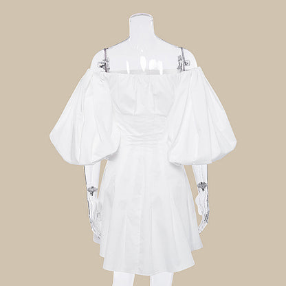 Puff Bubble Sleeve Off Shoulder Mini Dresses