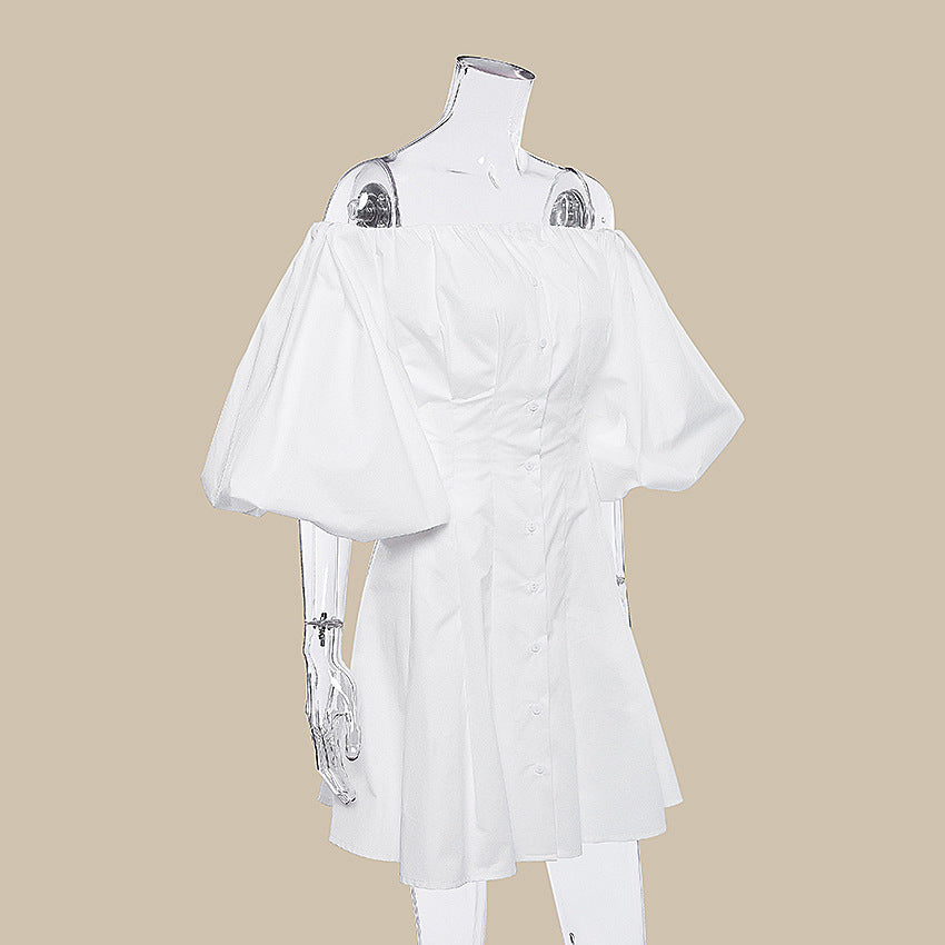 Puff Bubble Sleeve Off Shoulder Mini Dresses