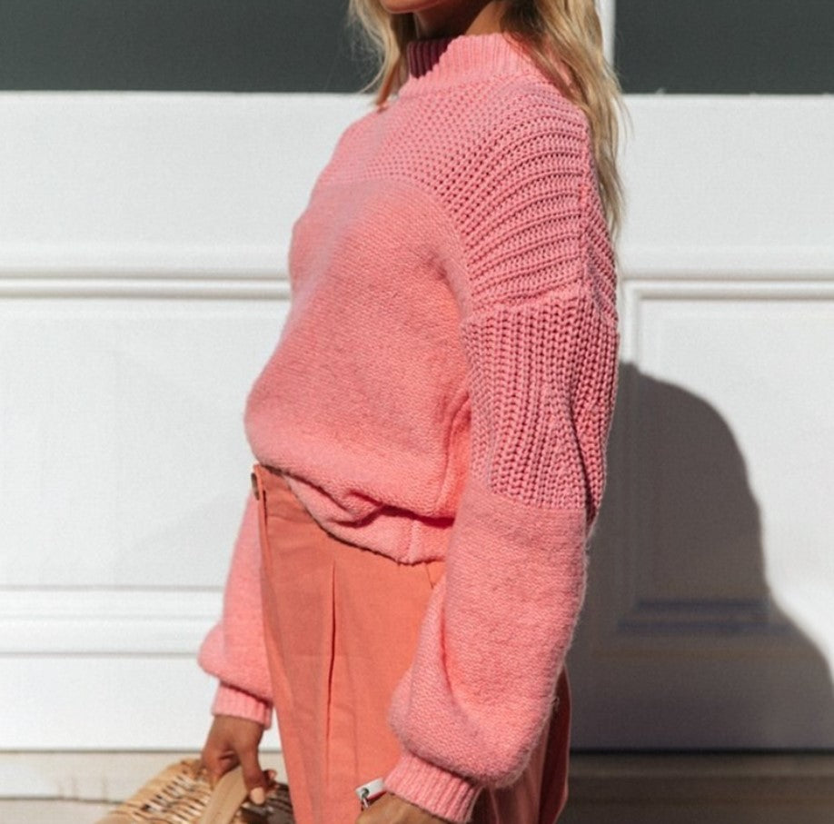Bubbles Sleeves Splicing Casual Knitting Sweater