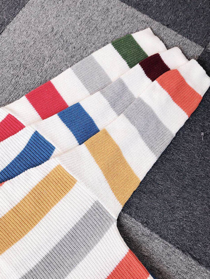 Color matching Striped knitted cardigan