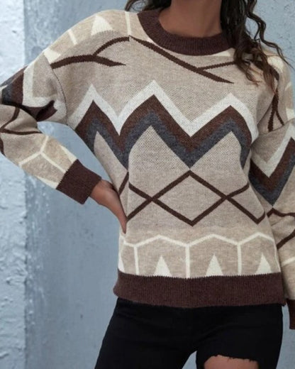 Contrast Color Argyle Pattern Vintage Sweater Knit