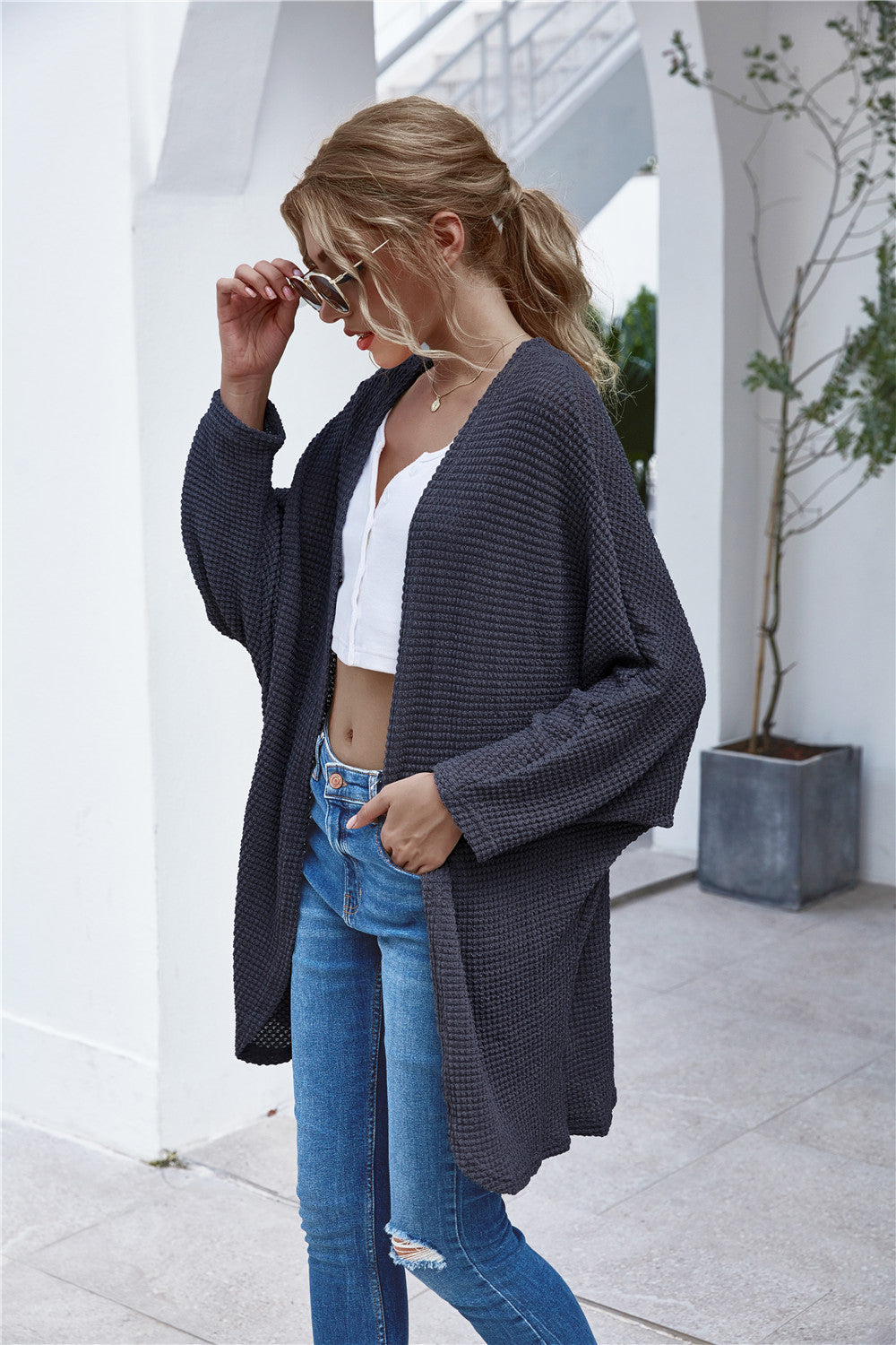 Casual Knit Batwing Sleeve Comfy Cardigans Outerwear