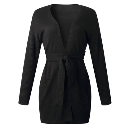 V-neck Bow Tie Knit Cardigans