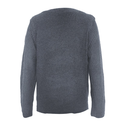 Wide Round Collar Splicing Knit Sweaters