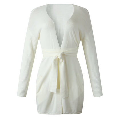 V-neck Bow Tie Knit Cardigans