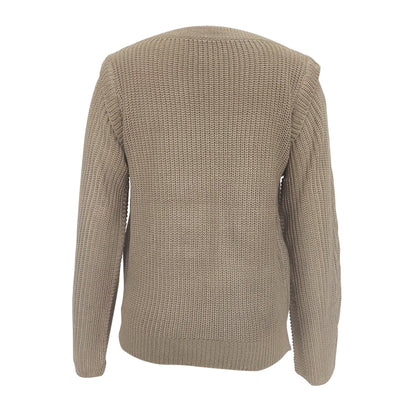Wide Round Collar Splicing Knit Sweaters