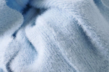 Single-breasted V-neck Ruffles Hem Knitting Cardigans