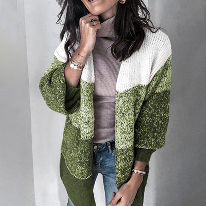 V-neck Contrast Knit Sweater Cardigans