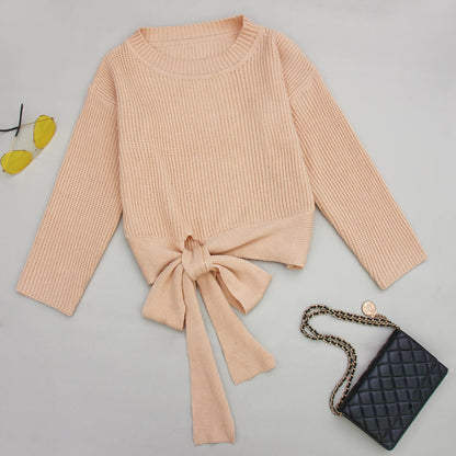 Casual Office Style Bowknot Knitting Sweater