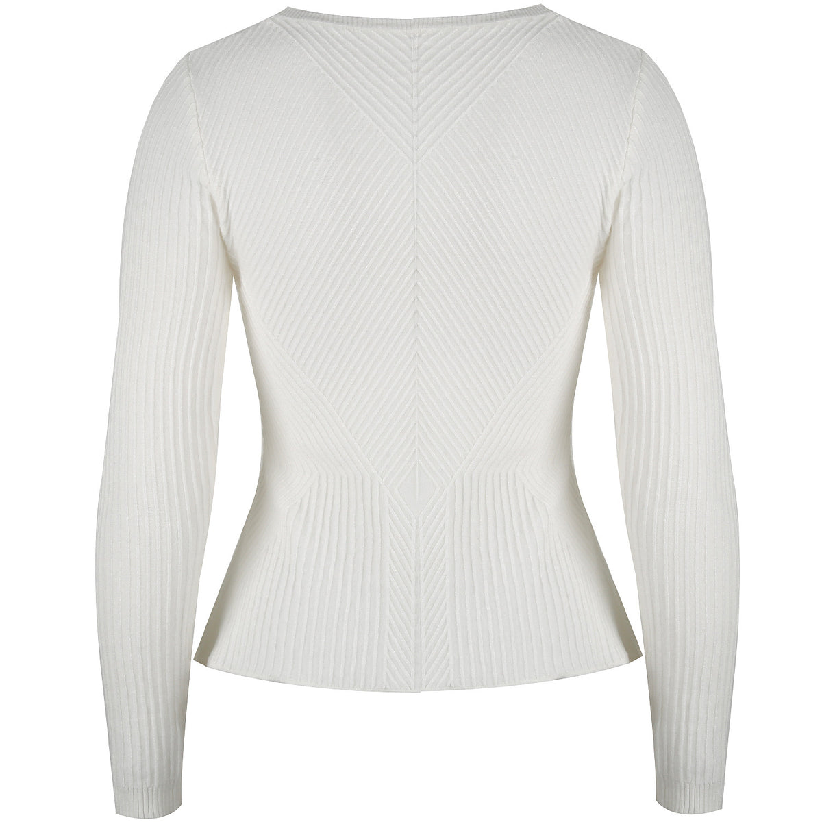 Ruffled Knit Slim-type Round Neck Sweaters