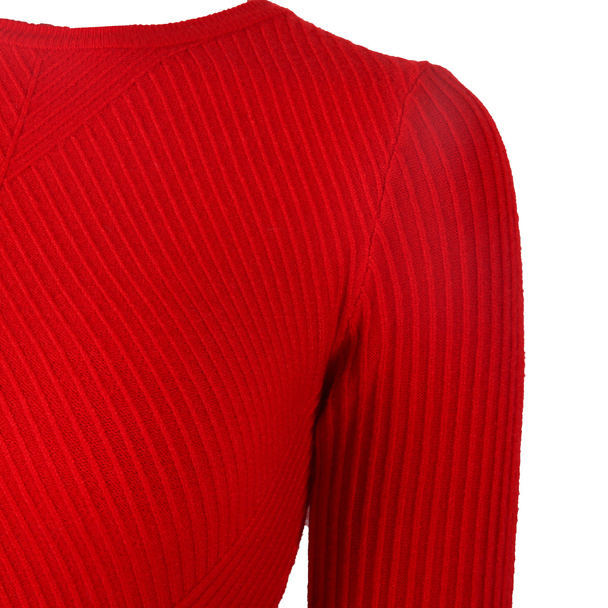 Ruffled Knit Slim-type Round Neck Sweaters