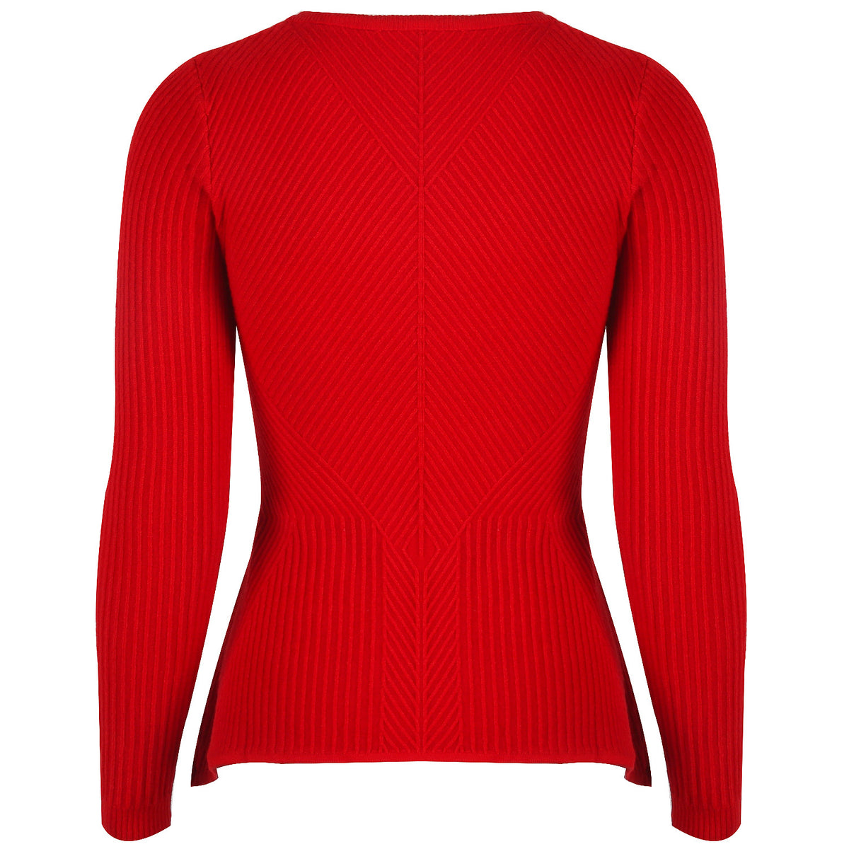 Ruffled Knit Slim-type Round Neck Sweaters