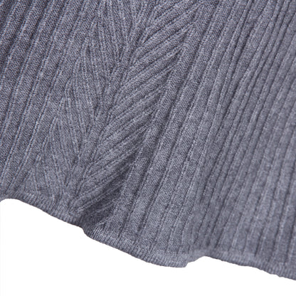 Ruffled Knit Slim-type Round Neck Sweaters