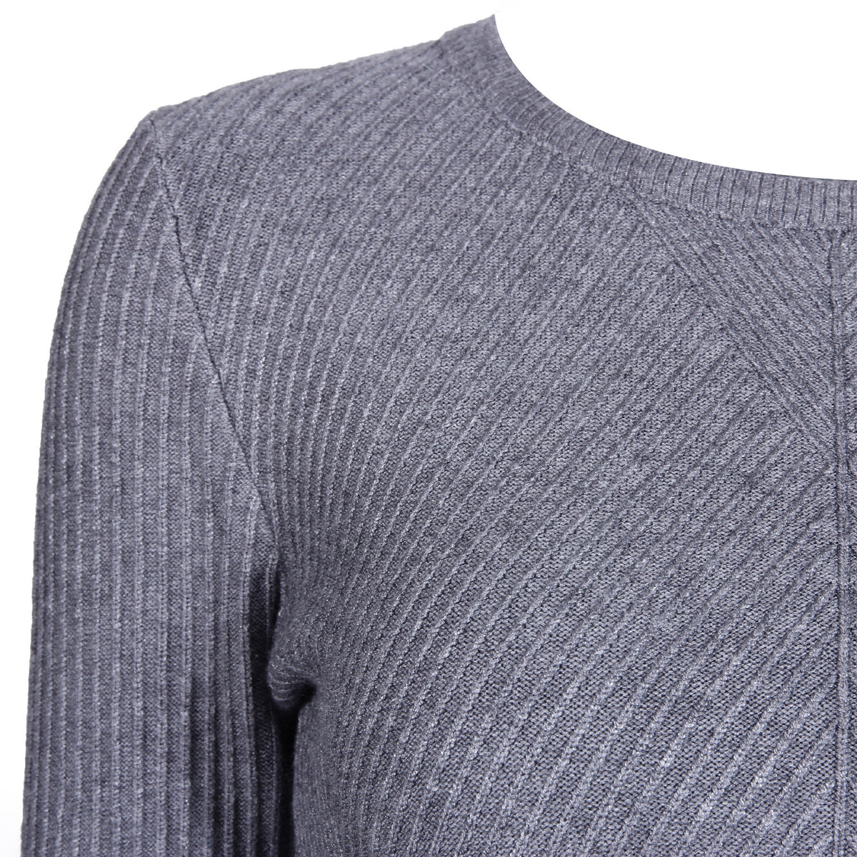 Ruffled Knit Slim-type Round Neck Sweaters