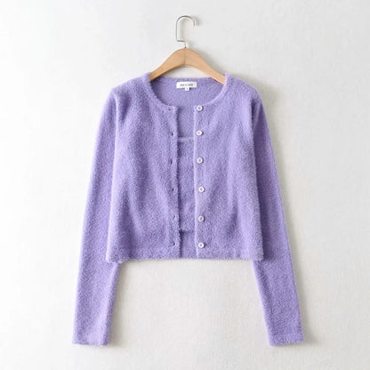 Single-breasted Mohair Camisole Cardigan Two-piece Suit Set