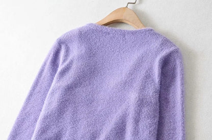 Single-breasted Mohair Camisole Cardigan Two-piece Suit Set