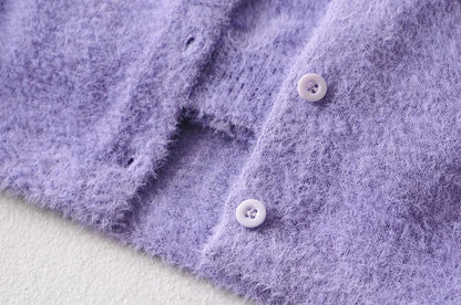 Single-breasted Mohair Camisole Cardigan Two-piece Suit Set