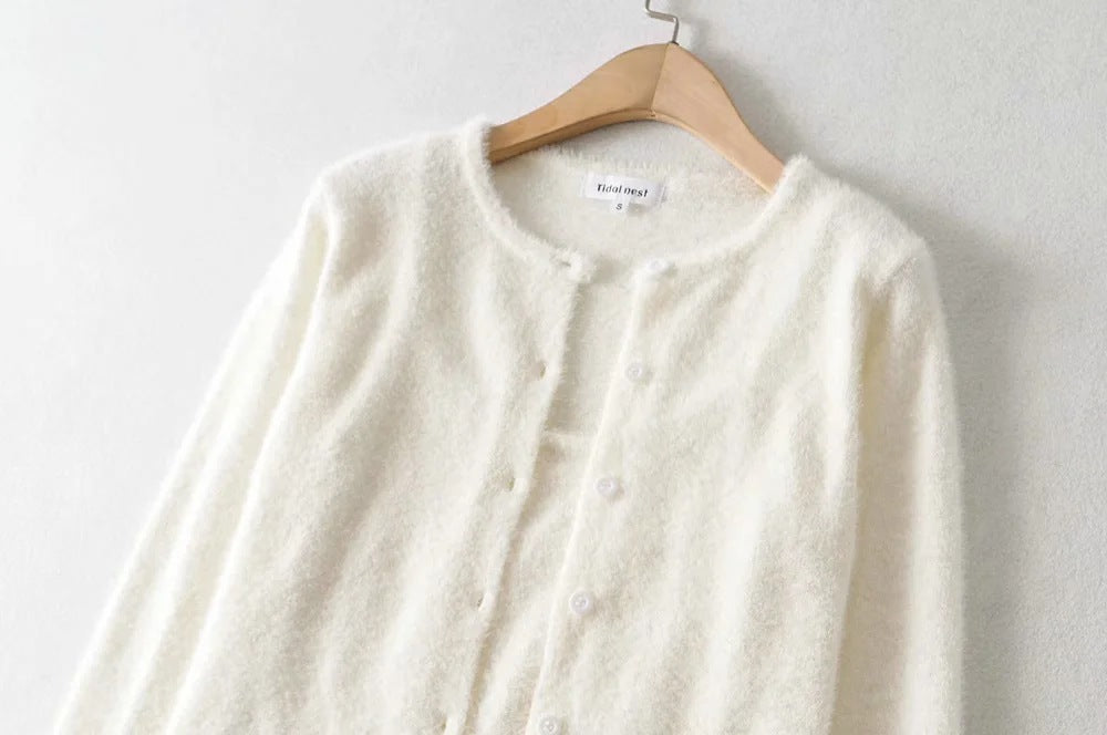 Single-breasted Mohair Camisole Cardigan Two-piece Suit Set