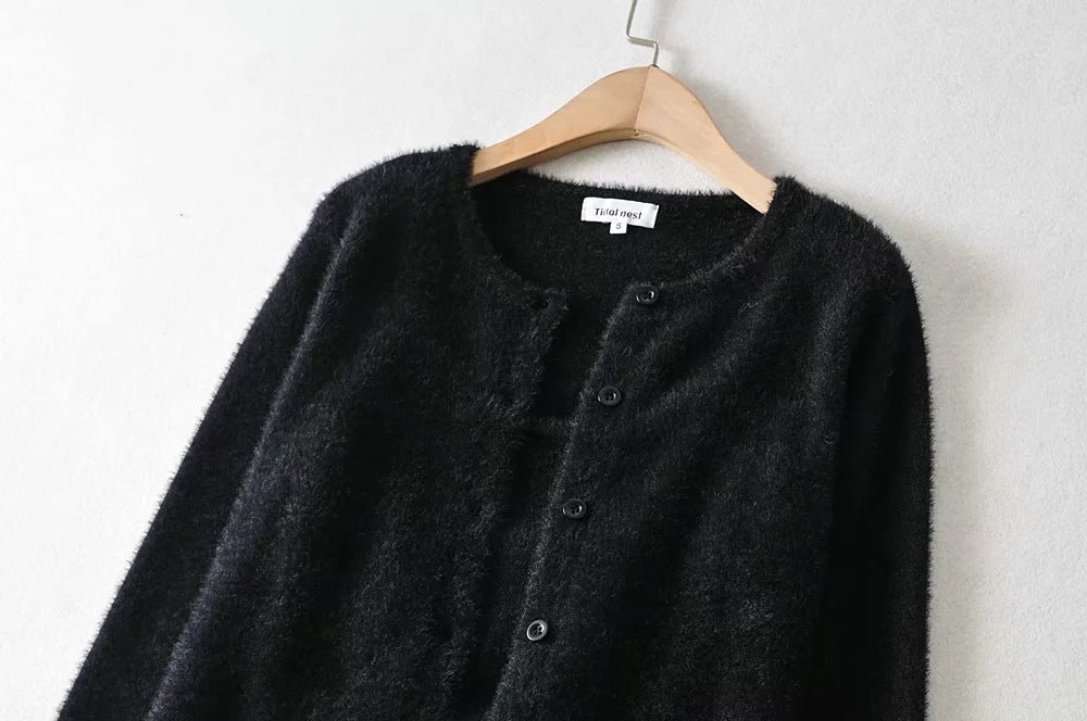 Single-breasted Mohair Camisole Cardigan Two-piece Suit Set