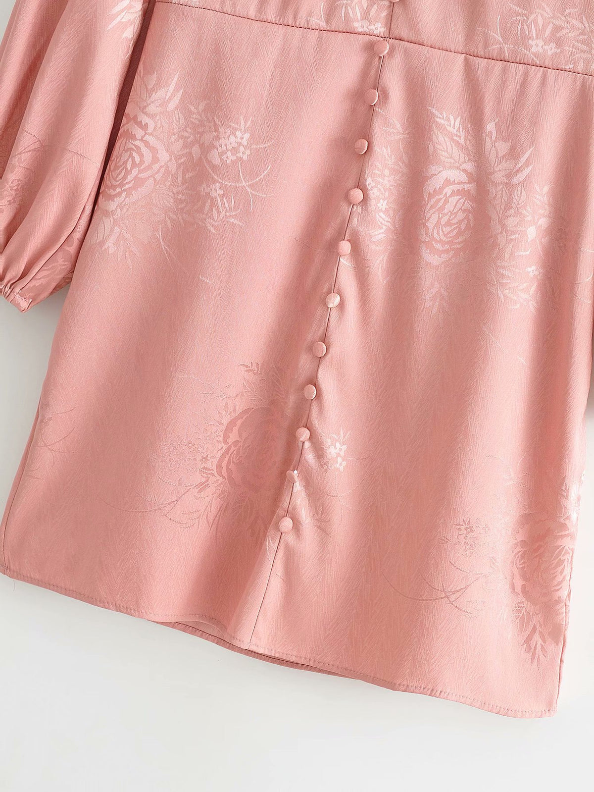 Pink Lantern Sleeve Deep V Floral Bodycon Mini Dresses