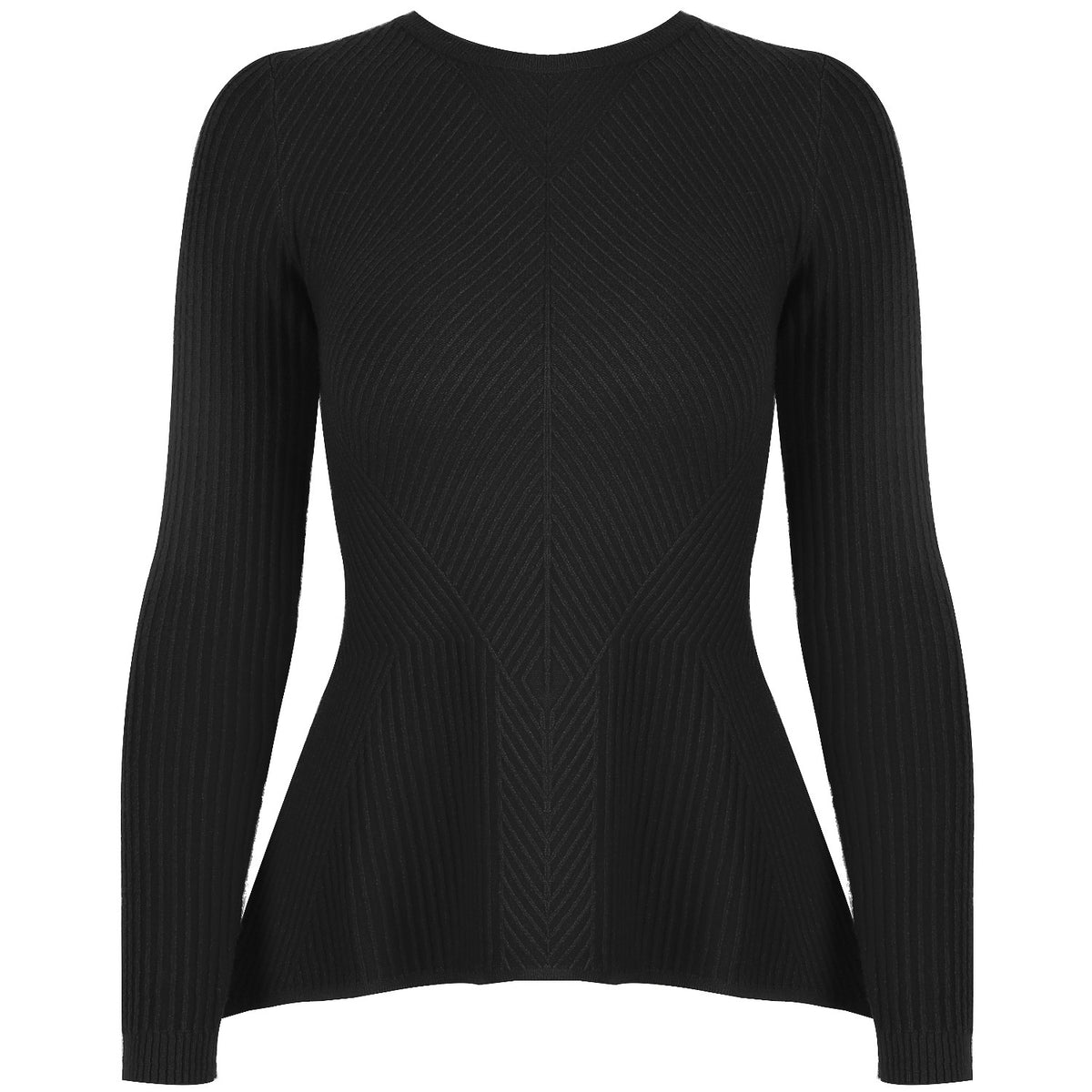 Ruffled Knit Slim-type Round Neck Sweaters