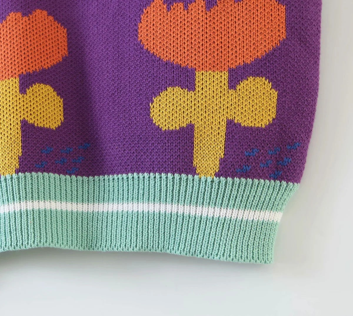 Floral Purple Knit Crop Vest Sweater
