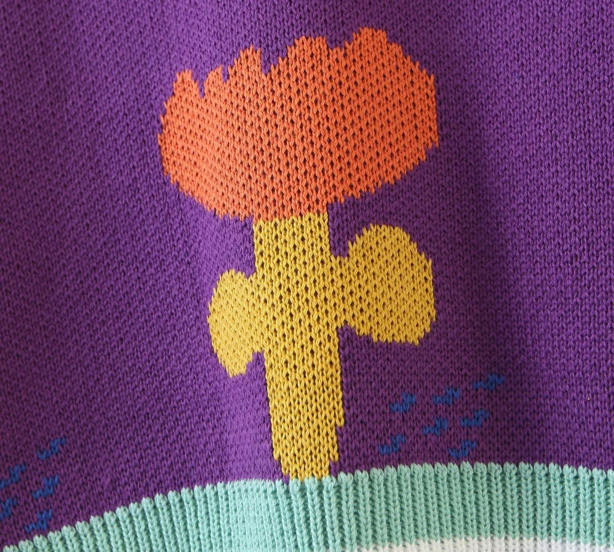 Floral Purple Knit Crop Vest Sweater