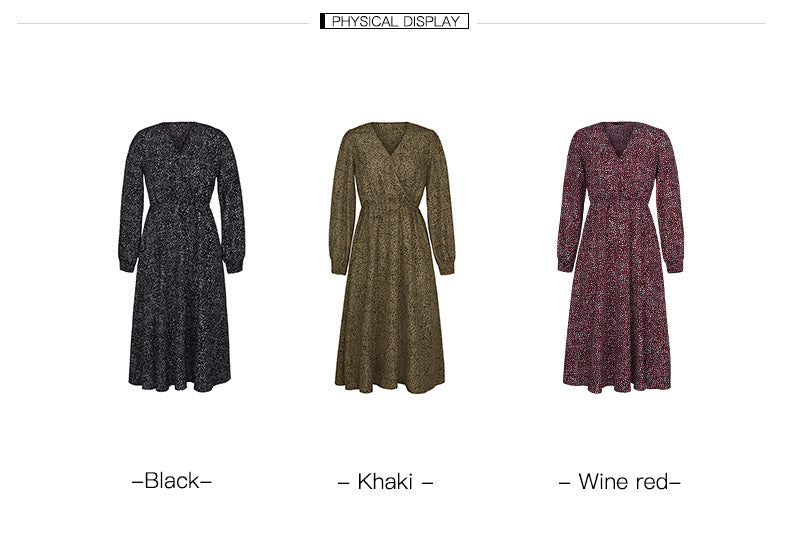 Elegant Retro V-neck Polka dot Floral Maxi Midi Dresses