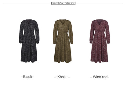 Elegant Retro V-neck Polka dot Floral Maxi Midi Dresses