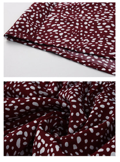 Elegant Retro V-neck Polka dot Floral Maxi Midi Dresses