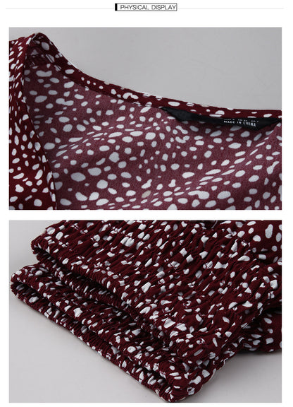 Elegant Retro V-neck Polka dot Floral Maxi Midi Dresses
