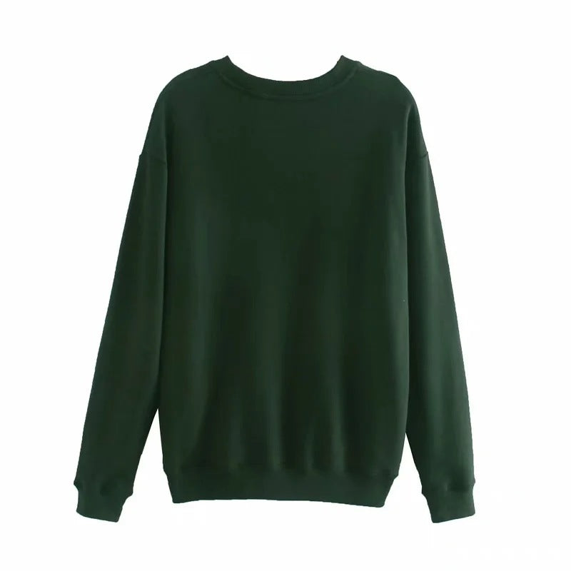 Oversize Embroidery Letter Round Collar Sweatshirts