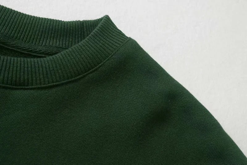 Oversize Embroidery Letter Round Collar Sweatshirts