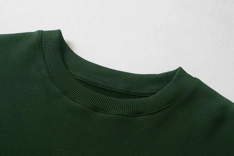 Oversize Embroidery Letter Round Collar Sweatshirts