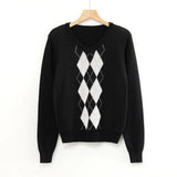 Black Diamond Lattice Knitting Sweater