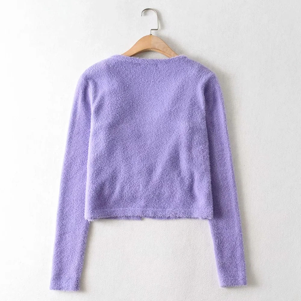 Single-breasted Mohair Camisole Cardigan Two-piece Suit Set