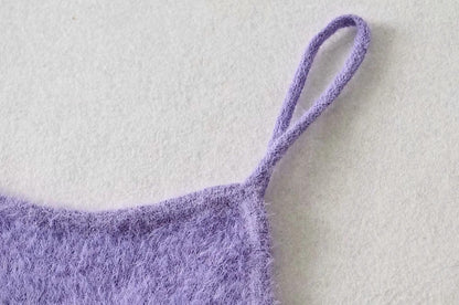 Single-breasted Mohair Camisole Cardigan Two-piece Suit Set