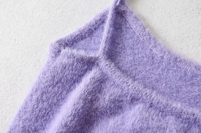 Single-breasted Mohair Camisole Cardigan Two-piece Suit Set