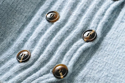 Knit Double-breasted Striped Crop Top Cardigans