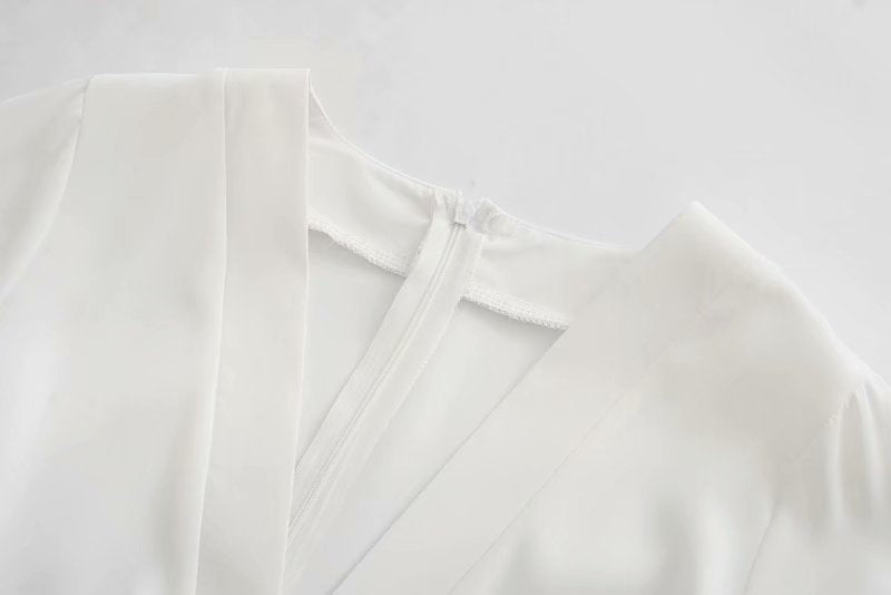 V-neck Tie-Back Slit Splicing Midi Dresses