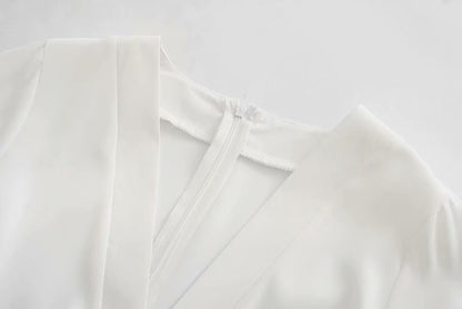 V-neck Tie-Back Slit Splicing Midi Dresses