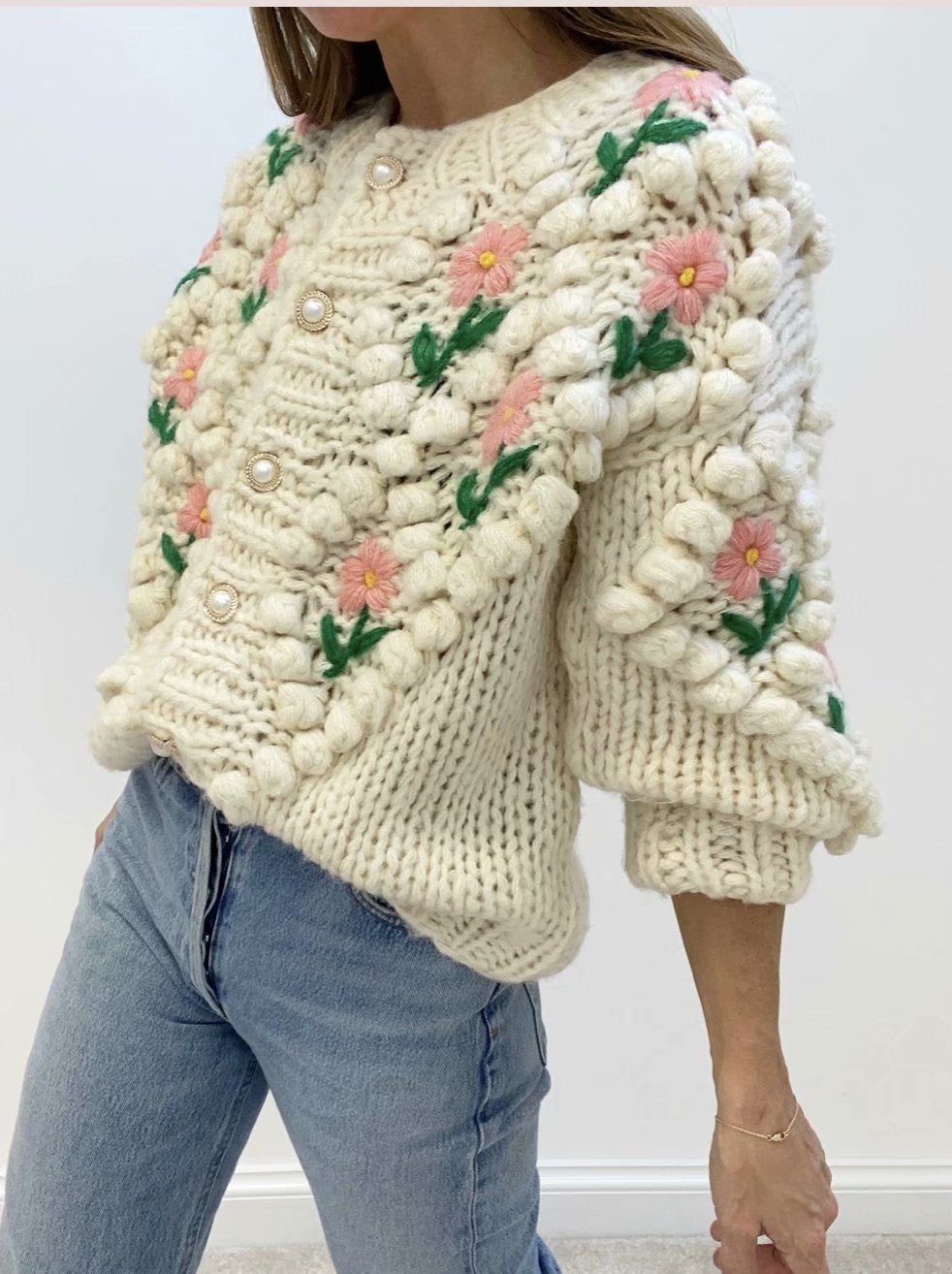 Contrast Handicraft Single-breasted Sweaters Cardigans