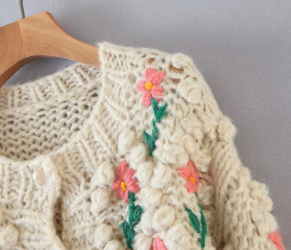 Contrast Handicraft Single-breasted Sweaters Cardigans