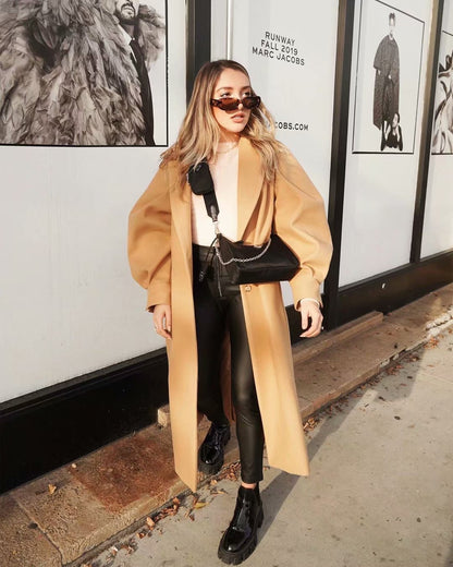 Bubbles Puff Sleeve Single-breasted Lapel Lace-up Coat